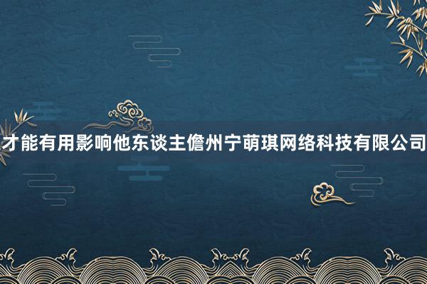 才能有用影响他东谈主儋州宁萌琪网络科技有限公司