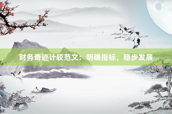 财务奇迹计较范文：明确指标，稳步发展